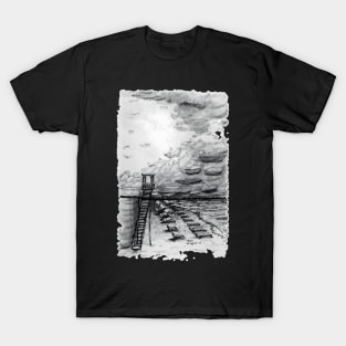 Cancun Beach cloudy black and white T-Shirt